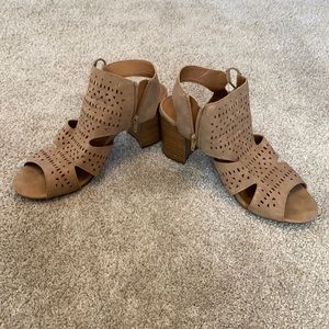 Maurices Taupe Suede Zipped Heels Womens Size 11